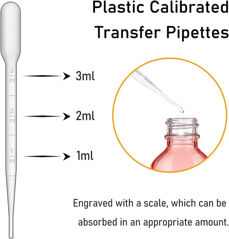 Bumobum Glass Bottle with Dropper, 4 oz Pink Tincture Bottle for Essential Oils with Labels and Funnels, 2 Pack Eye Dropper Bottles with Golden Top (Unbreakable Plastic Eye Dropper with Measurements) - Image 5